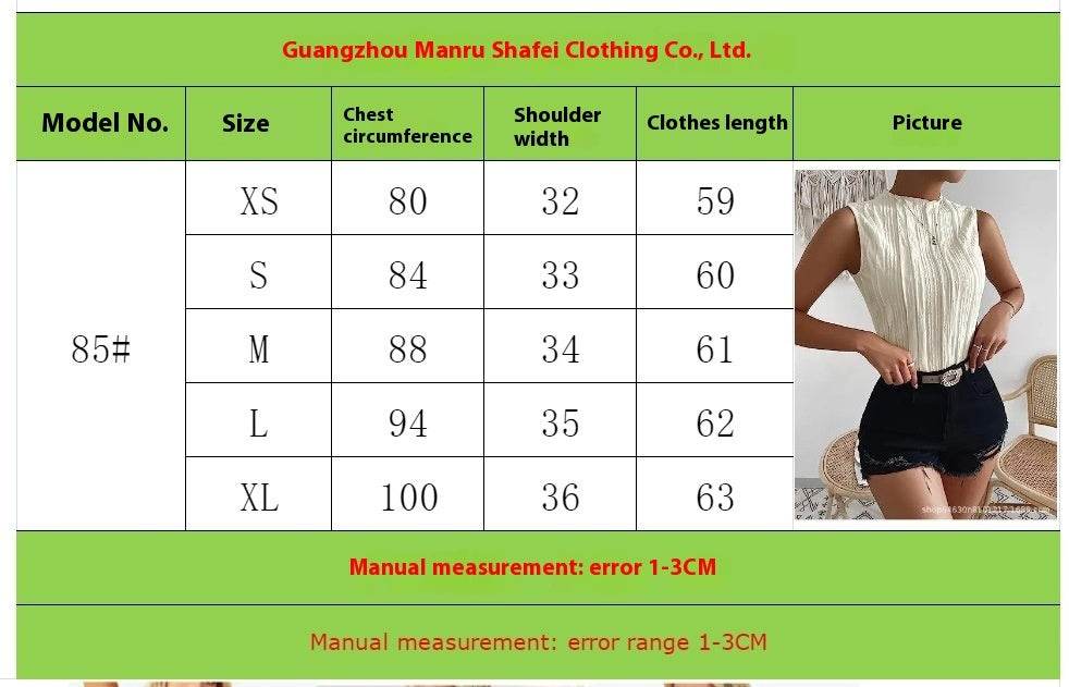 Women's Half Turtleneck Wide Pattern Vest Summer Retro Chic Sleeveless Top - Velora