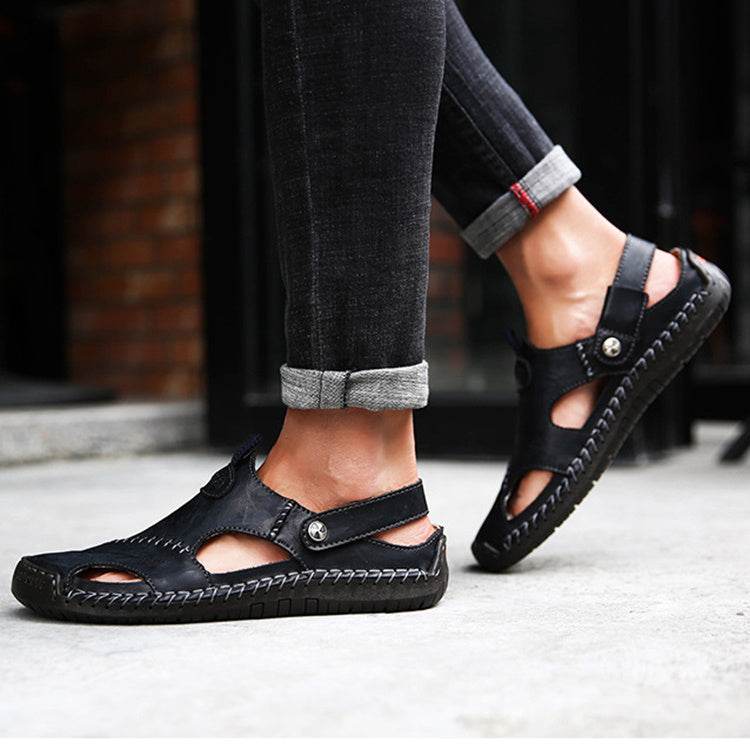 Men's Closed Toe Sandals Summer Adjustable Slides Slippers Fashion Beach Shoes - Velora