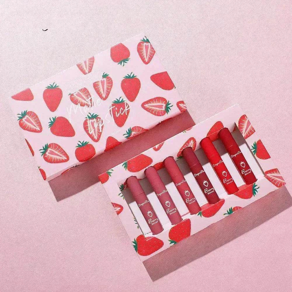 6pcs Box Strawberry Set Lip Gloss Non-stick Cup - Velora