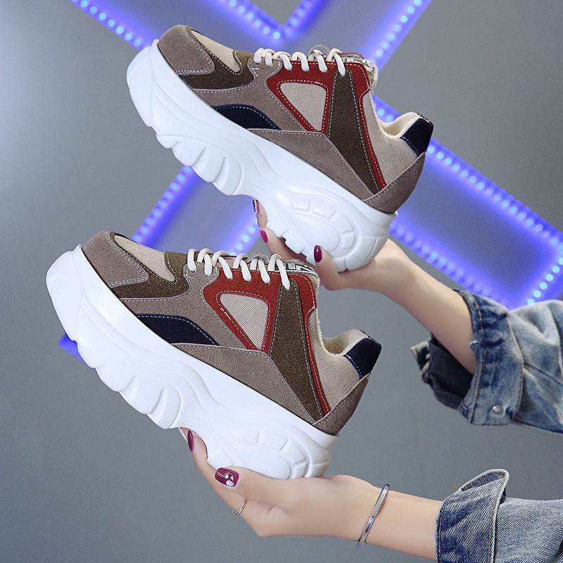 Thick-soled Sponge Cake Heightening Sneakers - Velora