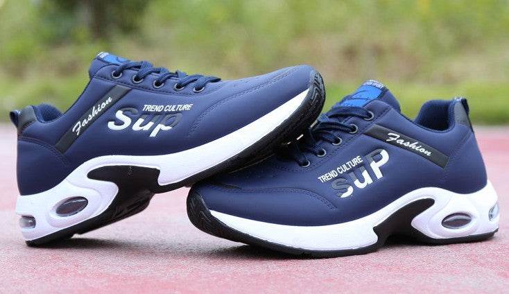 Men's Leisure Travel Shoes Students' White Leather Running Shoes - Velora