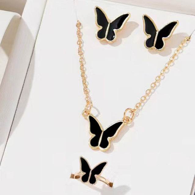 5PCS Fashion Butterfly Pendants Necklace Earrings Ring Bracelet Sets For Women Jewelry Set Bridal Wedding Jewelry Gift - Velora