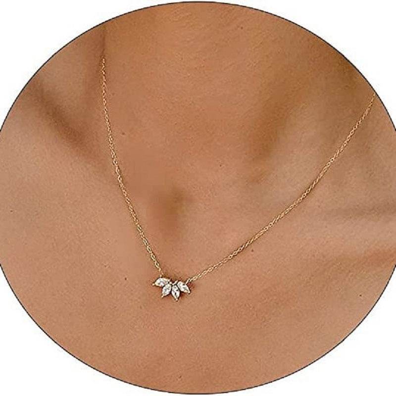 Fashion Jewelry Minimalist Shining Flower Petal Necklace For Women Girls Lotus Flower Pendant Necklace Female Party Anniversary Jewelry Gift - Velora