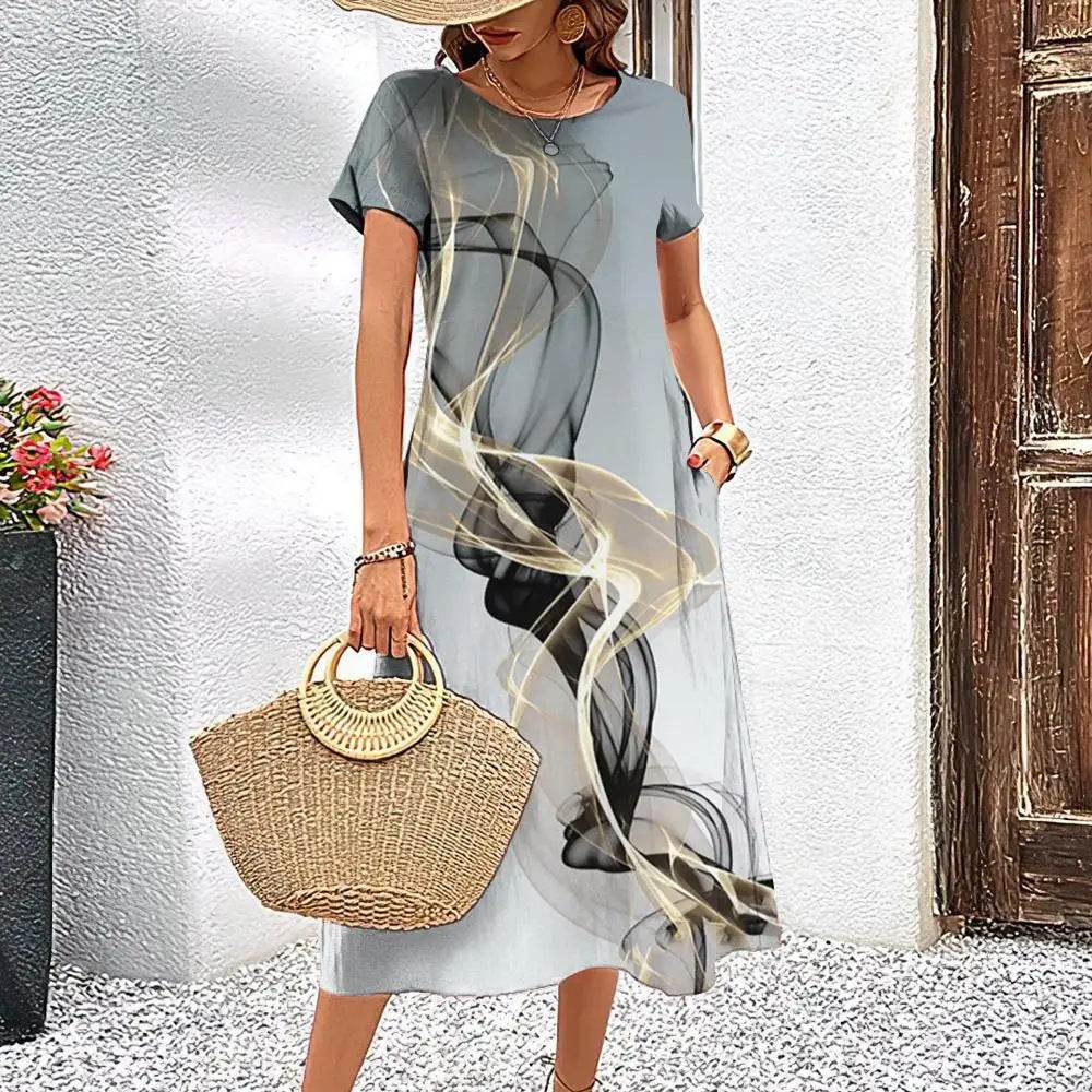 Simple Line Pattern Top Casual Fashion A- Line Elegant Skirt - Velora