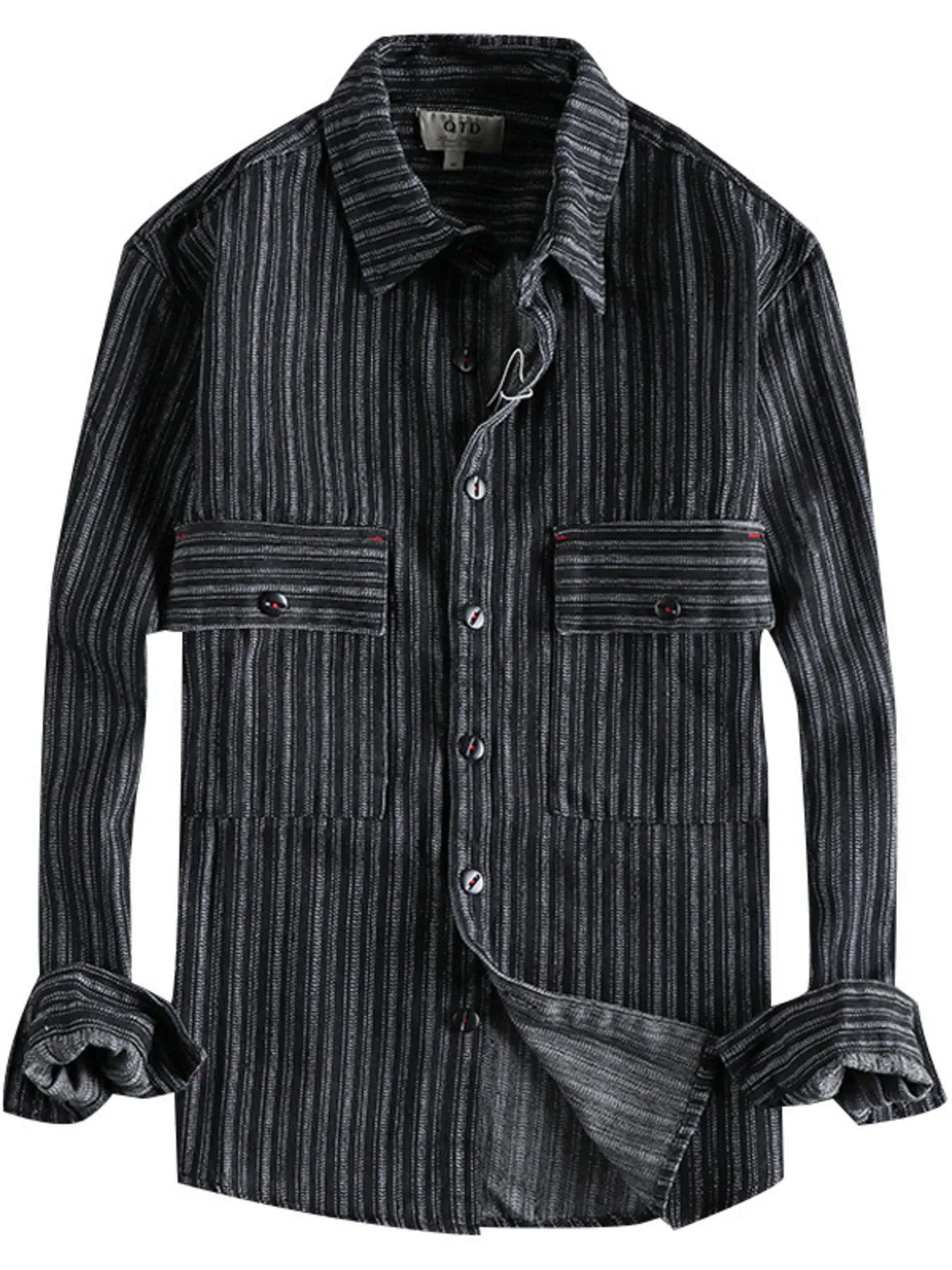 Men's Striped Button Down Denim Shirt - Velora