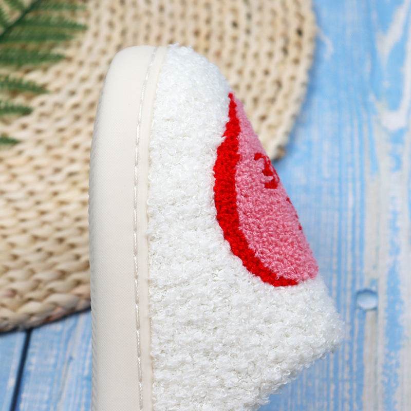 Valentine's Day Love Heart Cotton Slippers Spring AutumnWomen Indoor Slippers Man Cotton Non-Slip Soft Warm Slides Home Shoes Couple Female Simple Plush Slipper - Velora