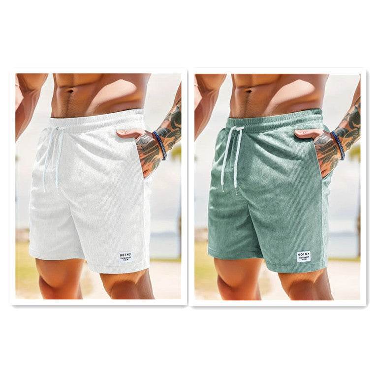 Lace-up Drawstring Shorts Summer Corduroy Sports Short Pants Mens Clothing - Velora