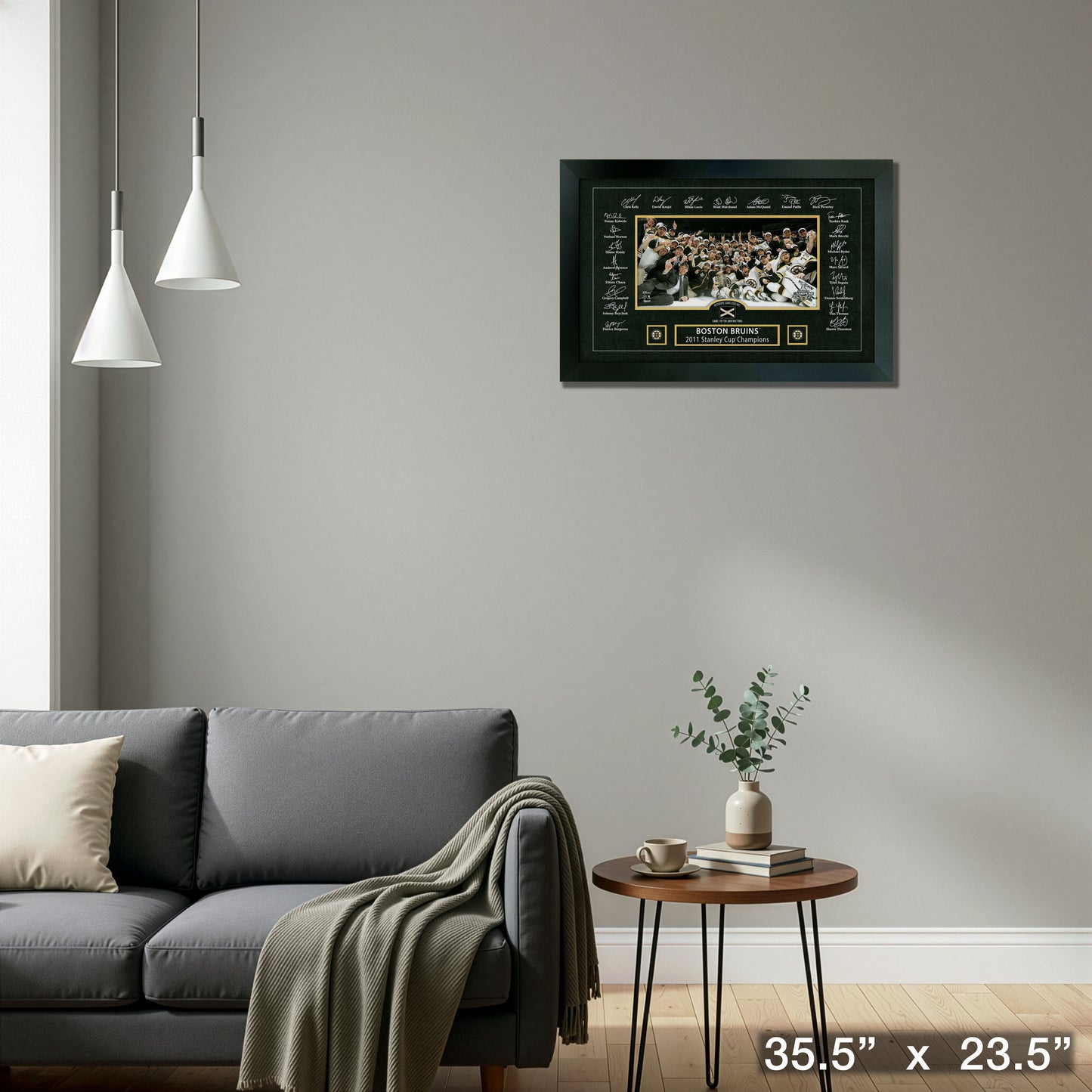 Boston Bruins 2011 Stanley Cup Replica Signature Frame with Game-Used Net