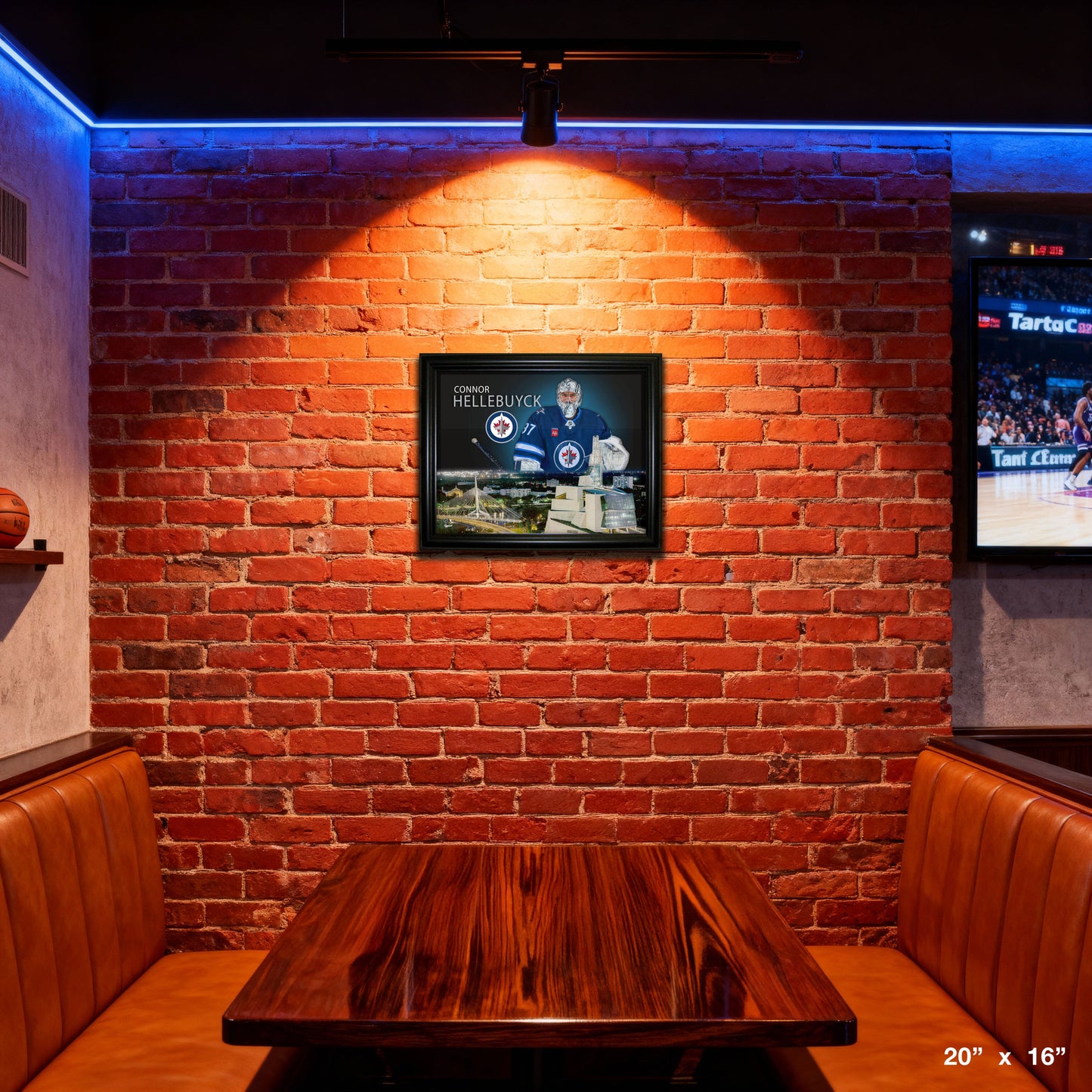 Connor Hellebucyk 16x20 Framed Skyline Print Winnipeg Jets