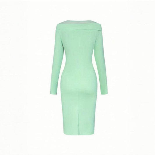 Elegant Long Sleeve Off Shoulder A-line Bodycon Wedding Guest dress - Velora