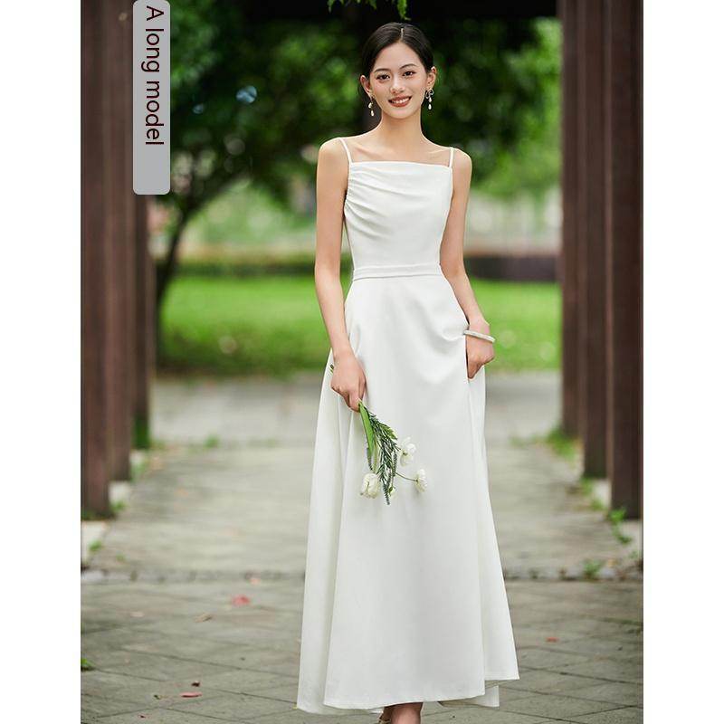 White Bridesmaid Dress Senior Dress Daily Style Formal Dress - Velora