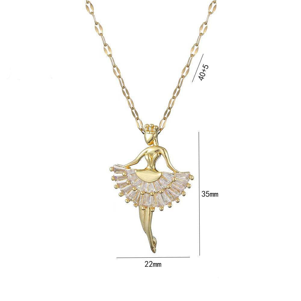 Ins Ballet-girl-shaped Necklace Fashion Personality Rhinestone Clavicle Chain Jewelry For Women - Velora