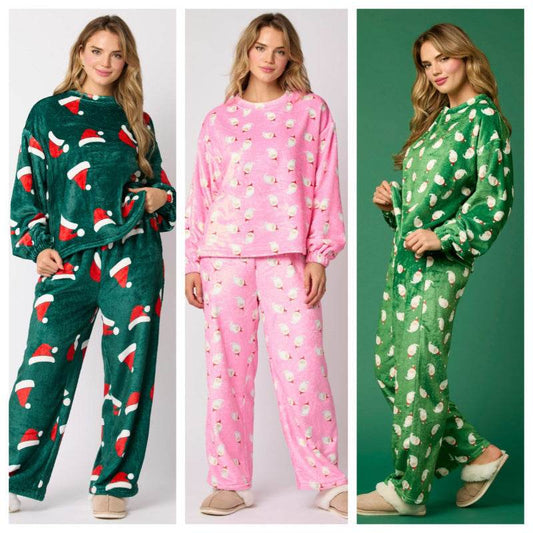 2024 Casual Flannel Pajama Sets For Women 2 Piece Cute Long Sleeve Matching Lounge Shirts Sets Santa Claus Pajamas Homewear - Velora