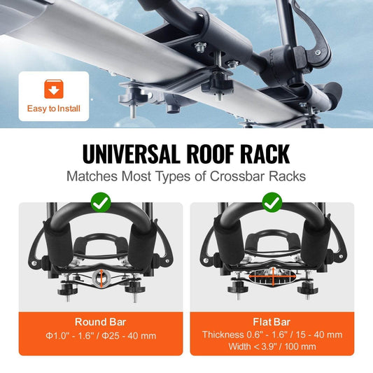 Kayak Roof Rack 1 Pair J-Bar, Soft Roof Rack, Top Mount Tie Down, Carrier For Kayak, Surf Board, Canoe, SUP, Ski Board, Mount On Car, SUV, Truck, 2 Kayaks - Velora