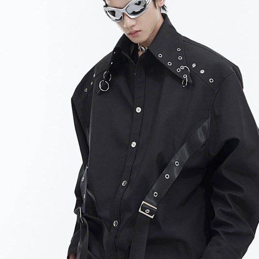 Deconstructing Shoulder Pad White Shirt Jacket - Velora