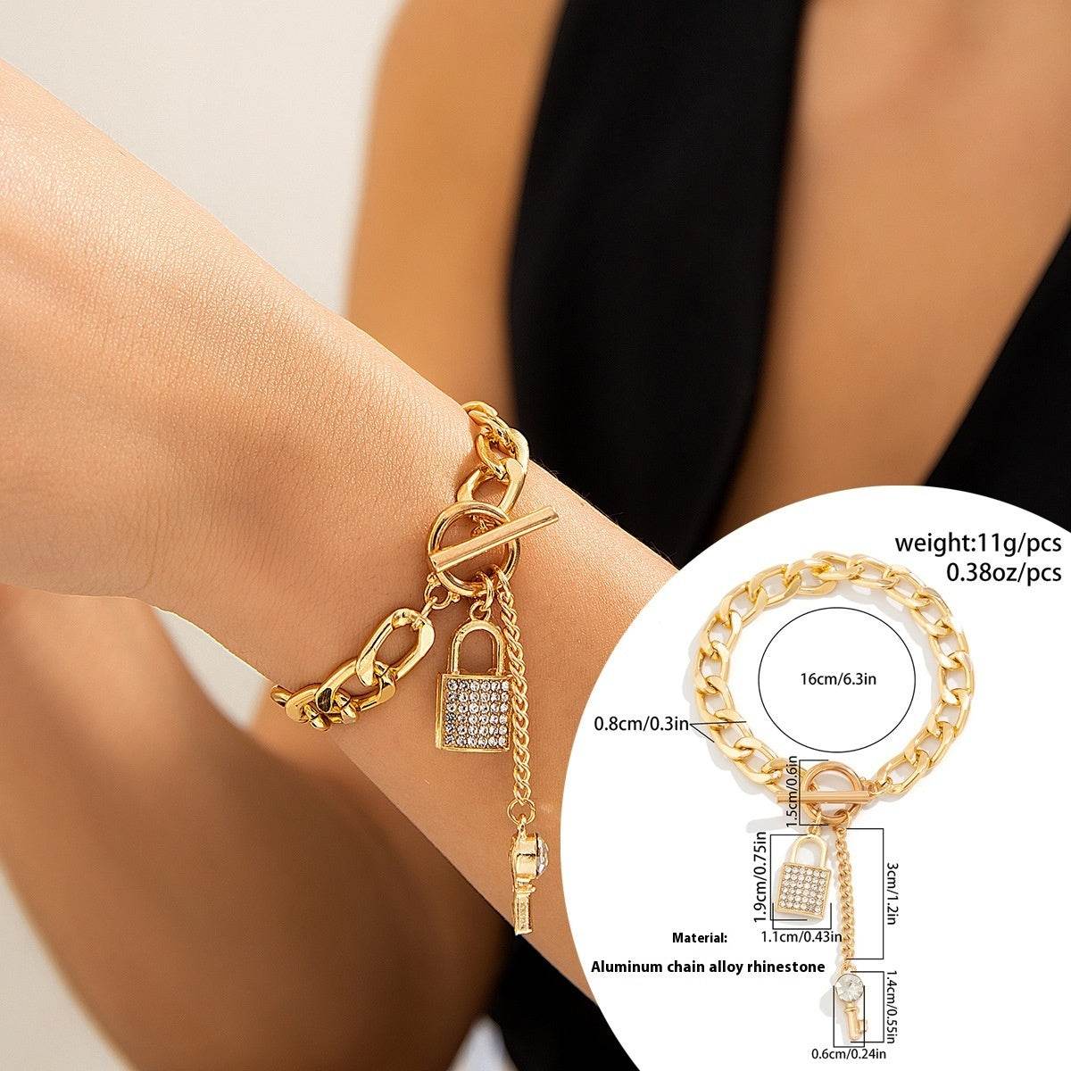 Thick Chain With Shiny Lock And Key Pendant Necklace For Women Trendy Ladies Accessories On The Neck Fashion Jewelry Female - Velora