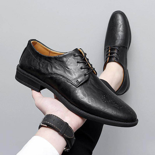 Men's Korean-style Trendy British-style Pointed Leather Shoes - Velora