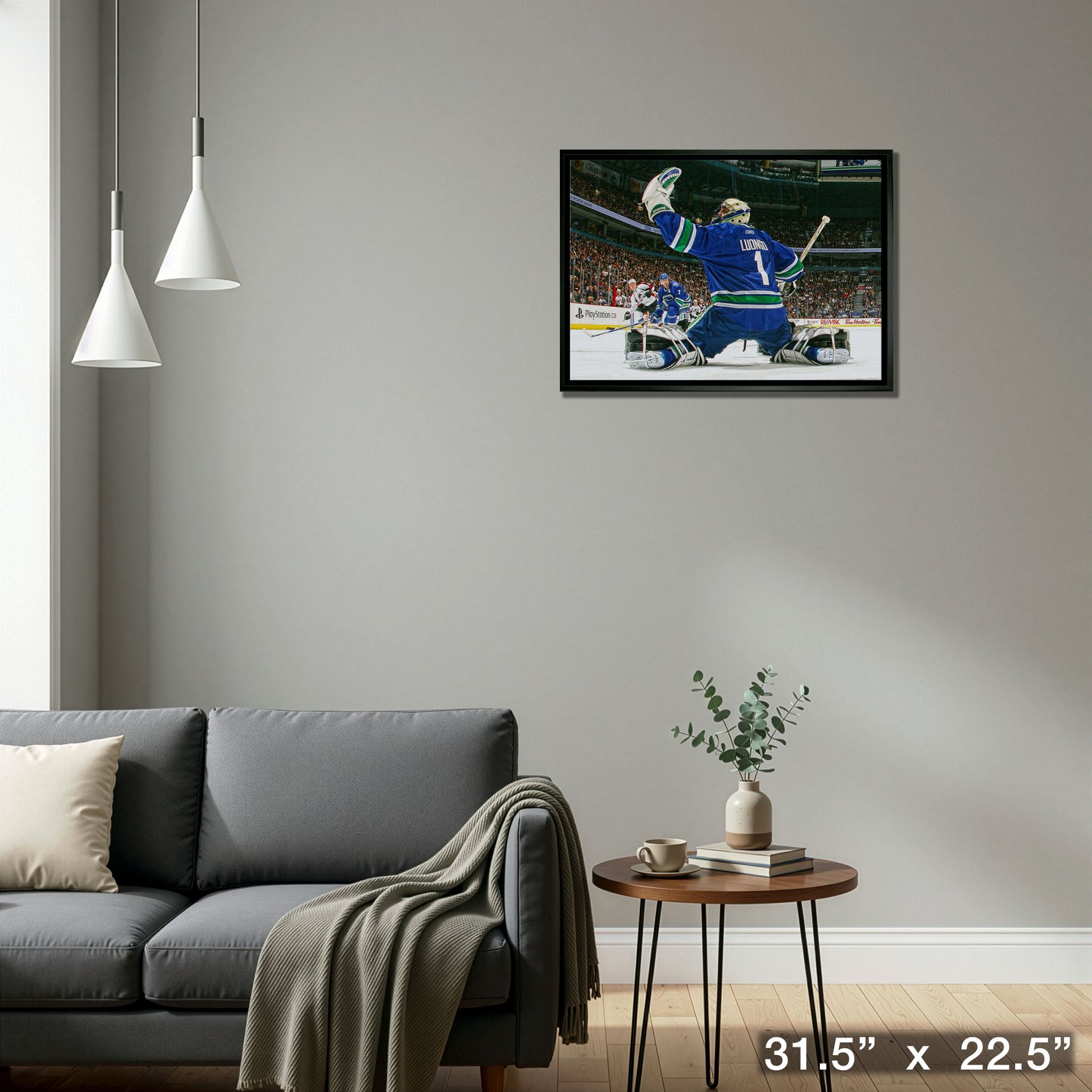 Roberto Luongo 20x29 Framed Canvas Canucks Glove Save-H