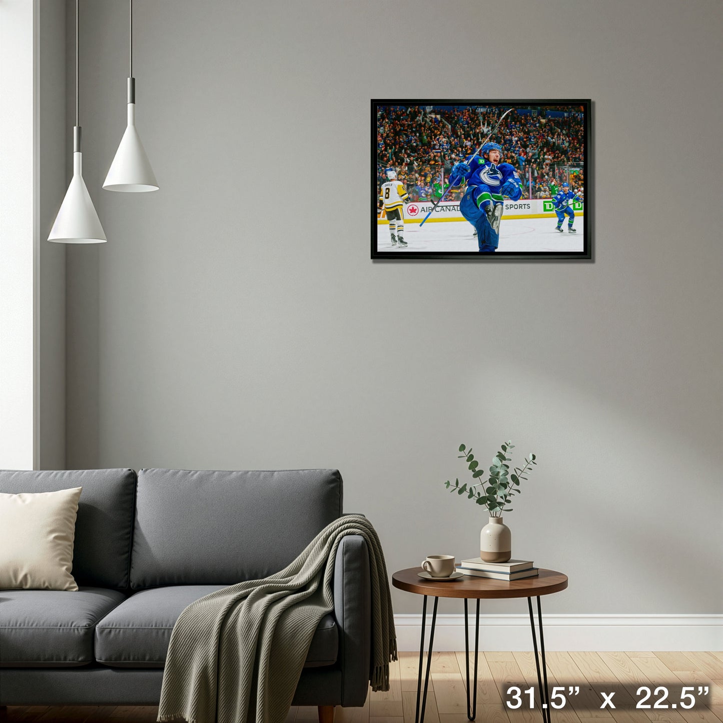 Andrei Kuzmenko 20x29 Framed Canvas Canucks Celebrating-H