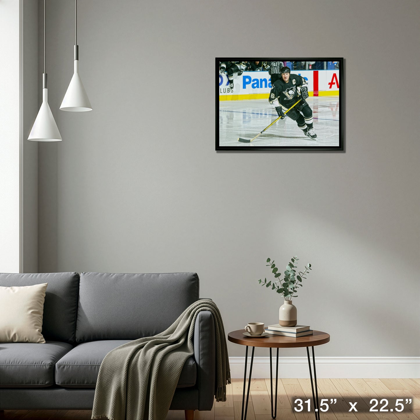 Mario Lemieux 20x29 Framed Canvas Pittsburgh Penguins