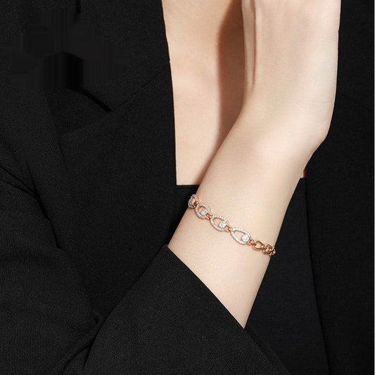 European And American Entry Lux Wind Personalized Bracelet Micro Inlaid Zirconium Hollow Out Stitching - Velora
