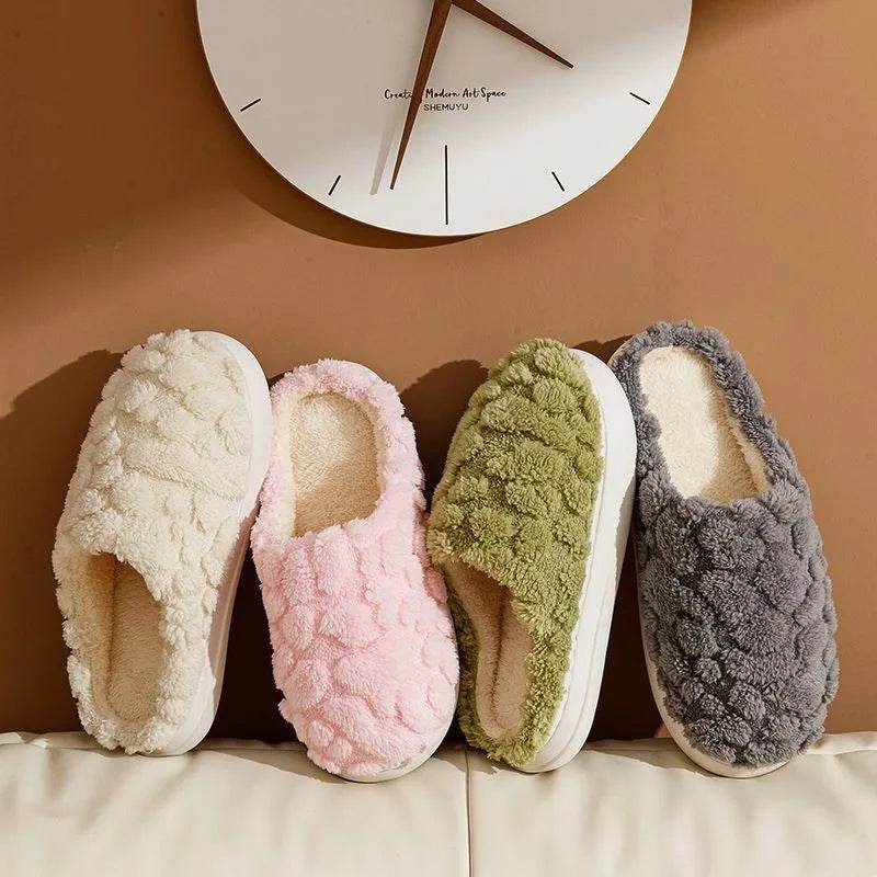 Home Fuzzy Slipper Unisex Cartoon Winter Plush Slipper Anti-Skid Soft Soled Cotton Shoes Comfy Outdoor Couple Slippers - Velora