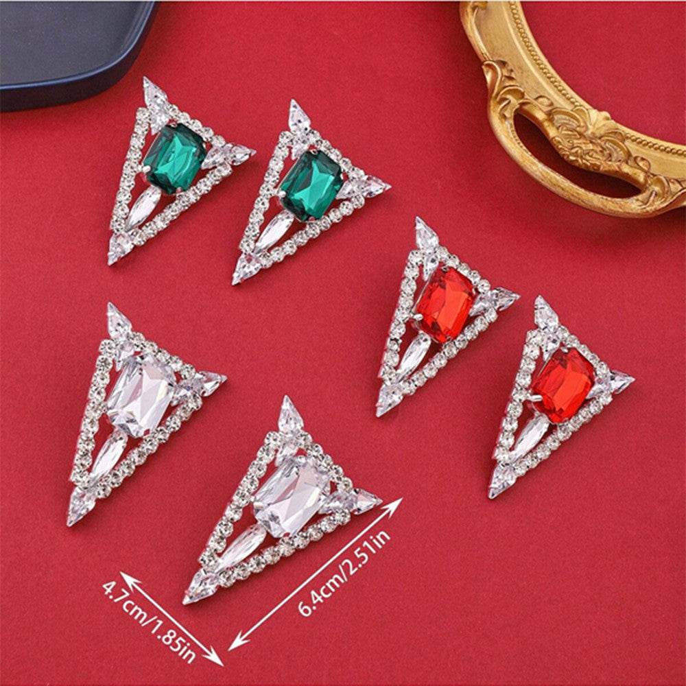 Multi-colored Exaggerated Rhinestones Triangle Jewel Earrings - Velora