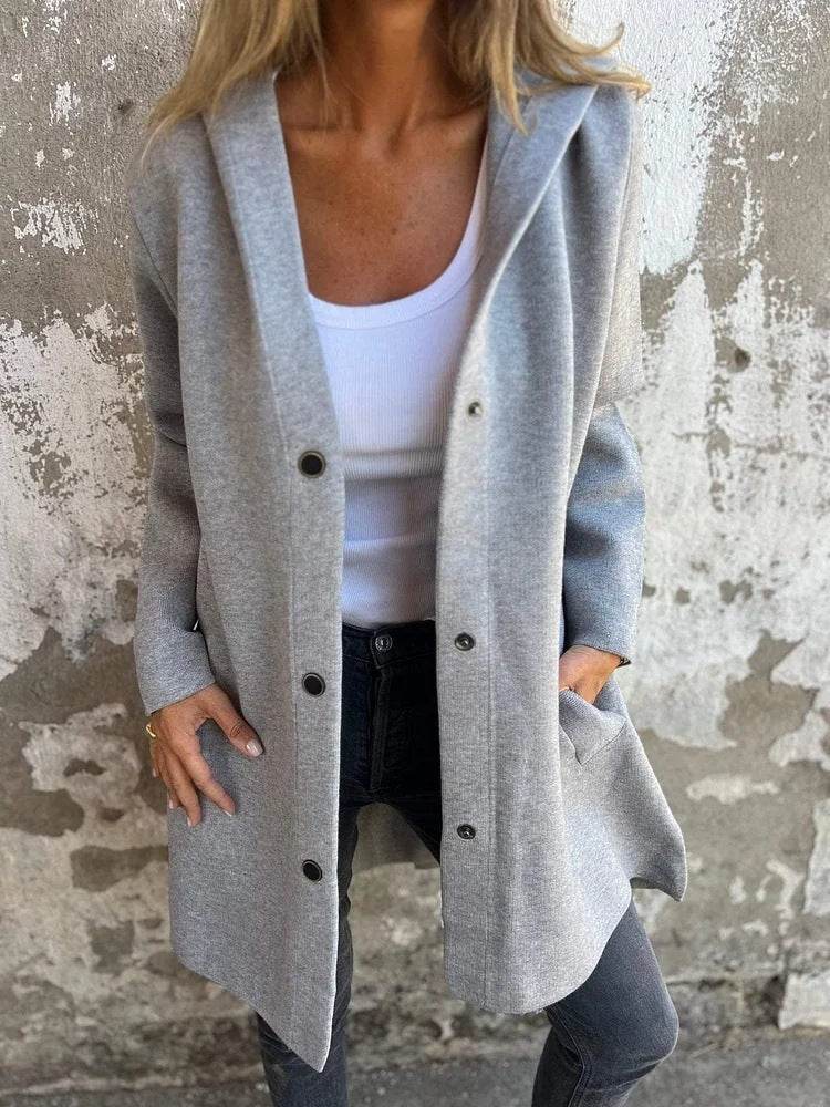 Casual Hooded Single-Breasted Cardigan Fashion Loose Solid Color Jacket Spring And Autumn Women's Clothing - Velora