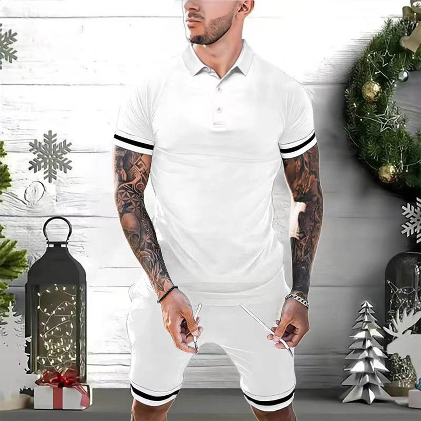 Mens Short Sets 2 Piece Outfits Polo Shirt Fashion Summer Tracksuits Casual Set Short Sleeve And Shorts Set For Men - Velora