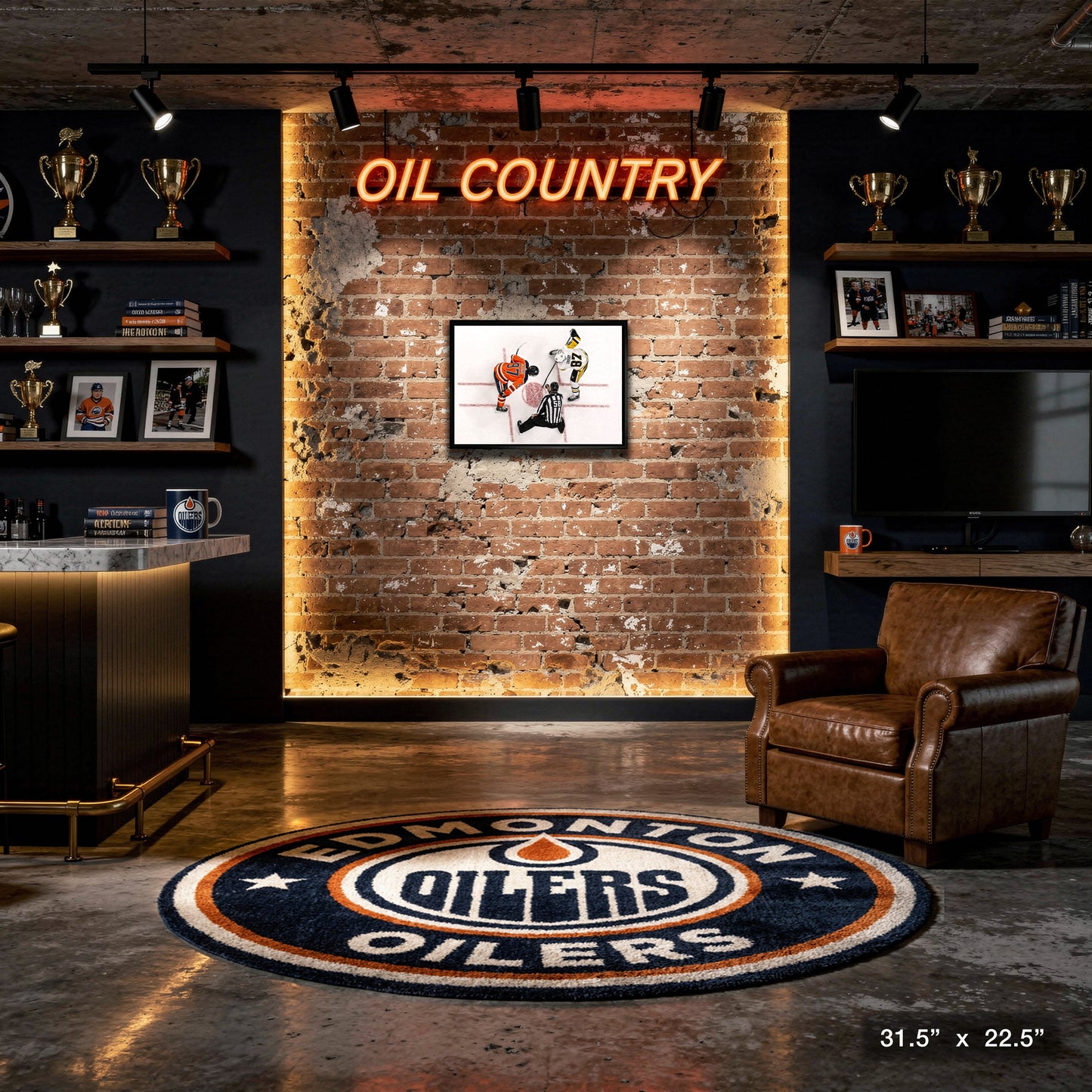 Connor McDavid and Sidney Crosby Framed 20x29 Overhead Face-off Canvas