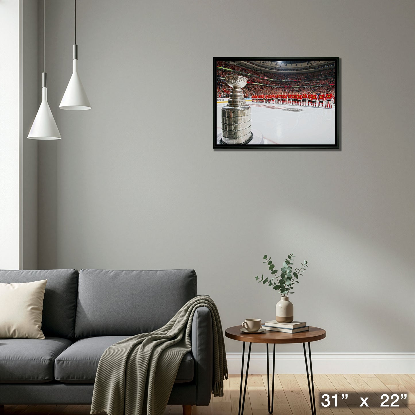 Chicago Blackhawks Framed 20x29 Stanley Cup In Foreground Canvas