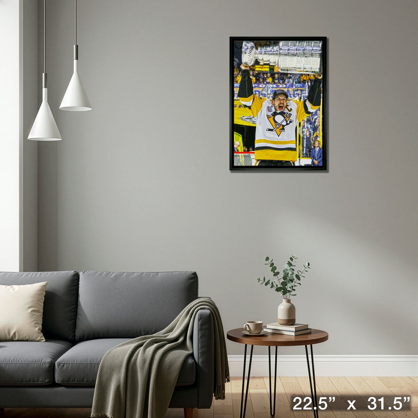 Sidney Crosby Pittsburgh Penguins Framed 20x29 Raising Stanley Cup Canvas