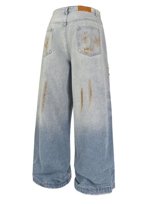 Men's Vintage Distressed Wide Leg Jeans - Velora