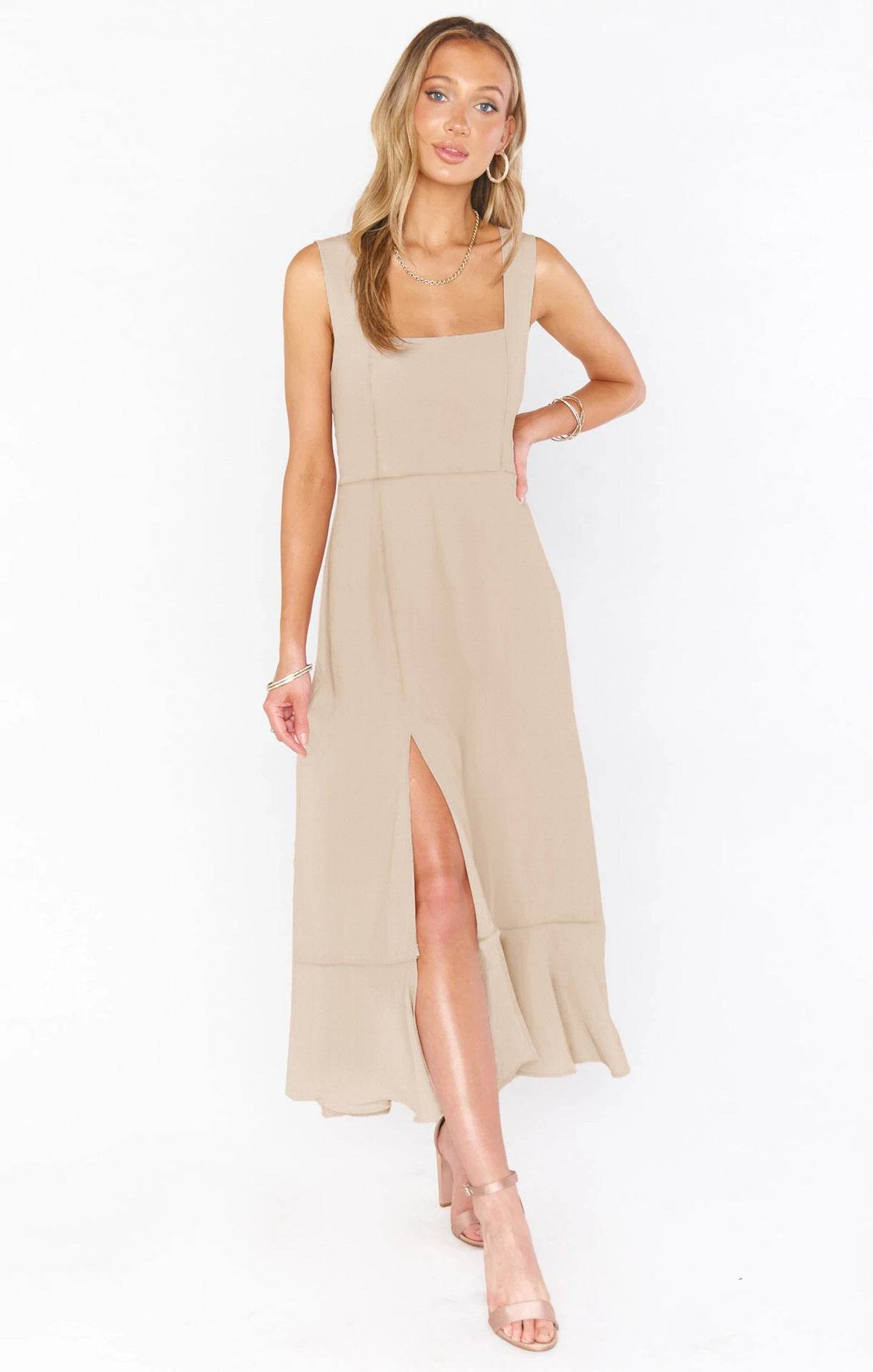 Temperament Suspender Split Dress With Lace-up Design Fashion Summer Ruffled Beach Dresses For Women - Velora
