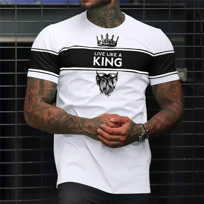 Men's Casual 3D Digital Printed Round Neck Short Sleeved Shirt - Velora