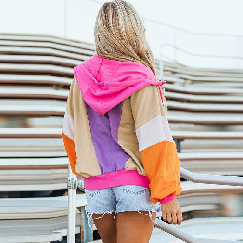 Dopamine Color Hooded Coat Sweatshirt Women - Velora