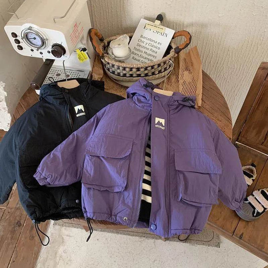 Children Fashion Personality Hoodie Padded Windproof Winter Coat Jacket Kids - Velora