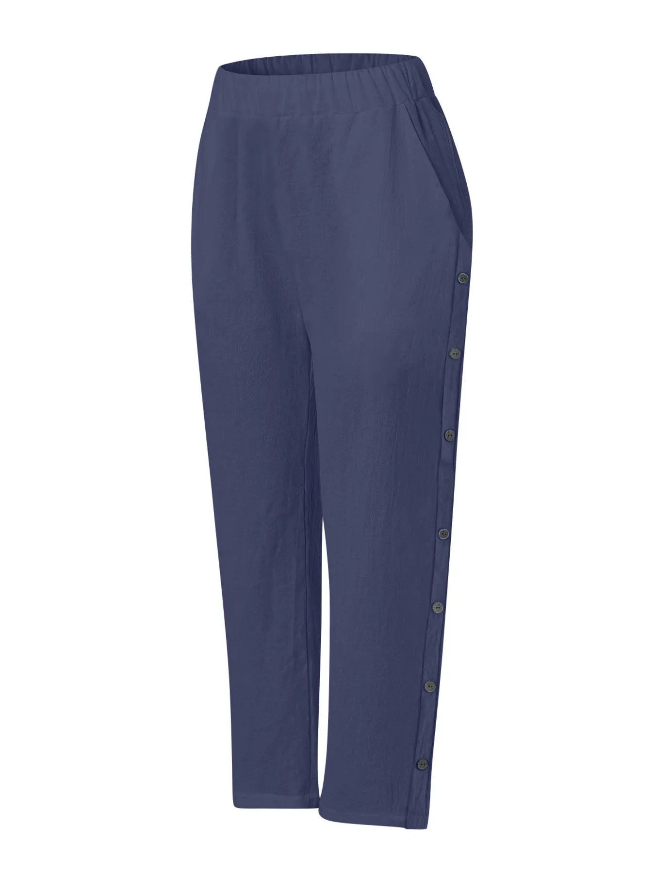 Full Size Side Decor Button Casual Wide Leg Pants Plus Size - Velora