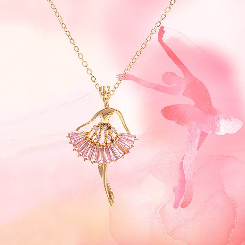 Ins Ballet-girl-shaped Necklace Fashion Personality Rhinestone Clavicle Chain Jewelry For Women - Velora
