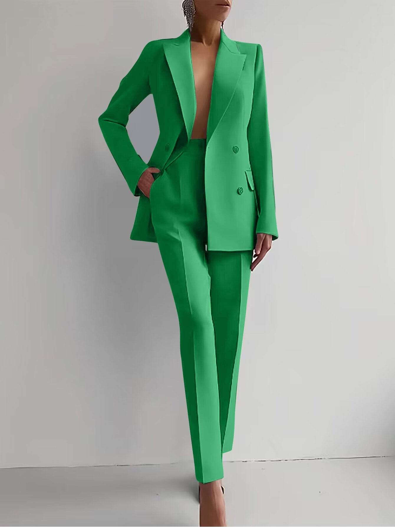 Casual Suits Fashion Long Sleeve Single-breasted Jacket Top And Slim Fit Trousers Women's Business Suits - Velora