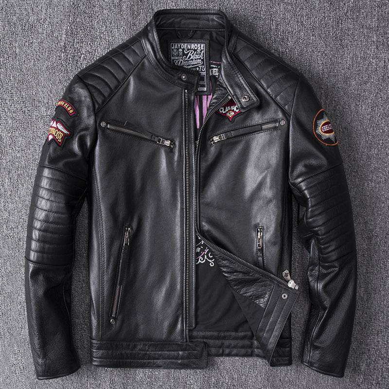 Men's Stand Collar Motorcycle Clothing Jacket Coat - Velora