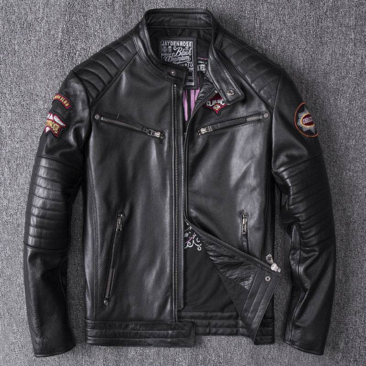 Men's Stand Collar Motorcycle Clothing Jacket Coat - Velora