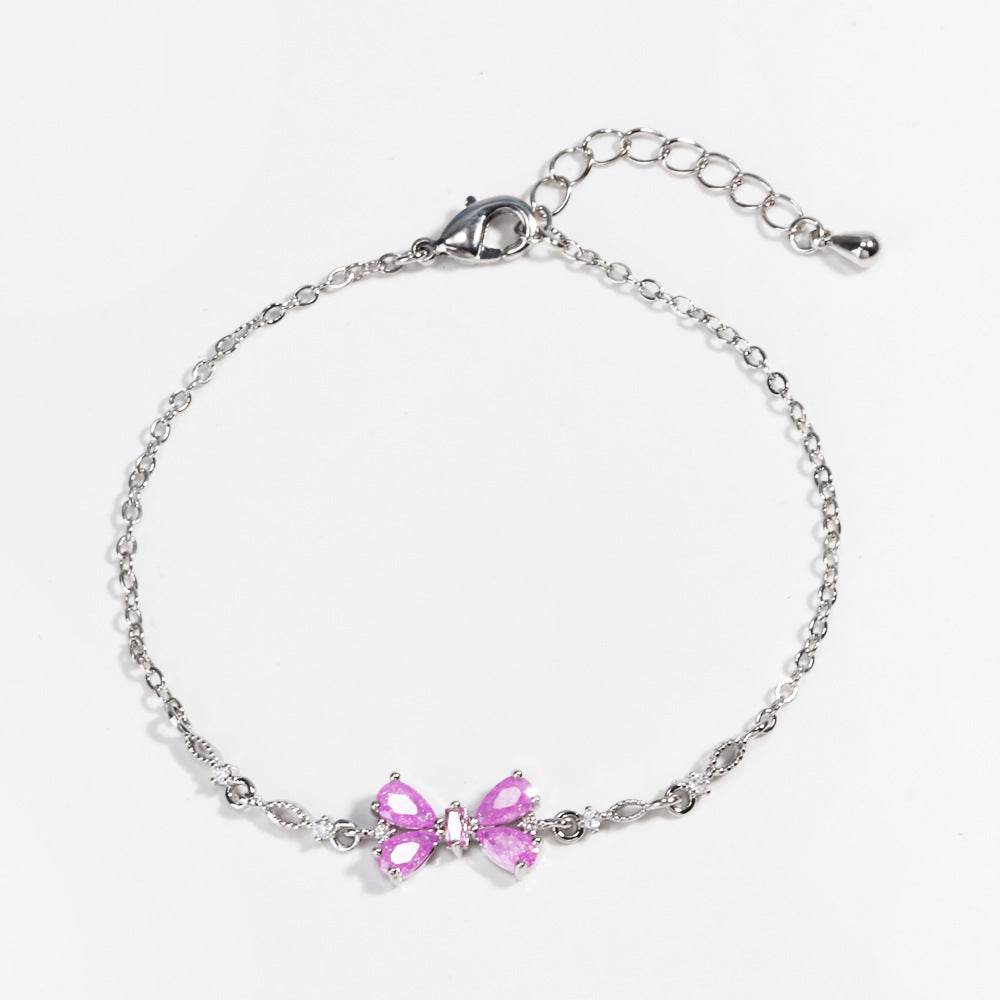 Sweet Bow Heart Rhinestone Bracelet Y2K Ins Fashion Chain Bracelet Valentine's Day - Velora