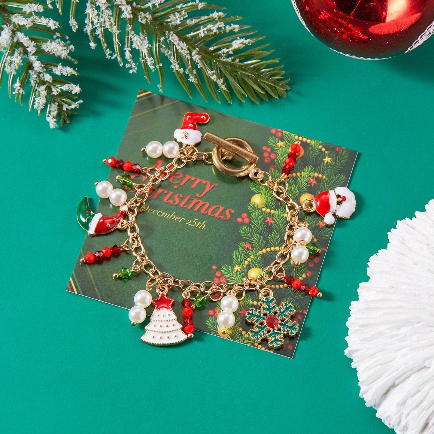 Personalized Christmas Bracelet Christmas Tree Santa Claus Pendant Bracelet For Women Jewelry - Velora