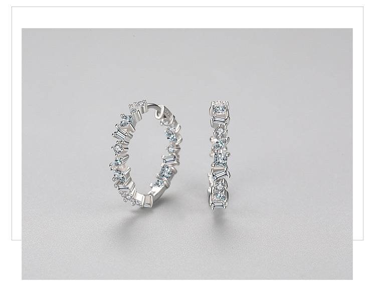 S925 Sterling Silver Irregular Zircon Earrings Women's Light Luxury Luxury - Velora