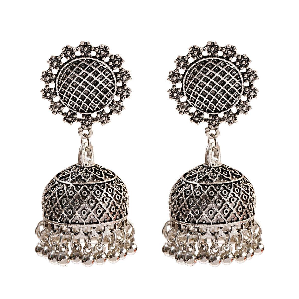 Bohemian Water Drop Ear Studs Buddha Light India Thailand Alloy Round Ring Earrings - Velora