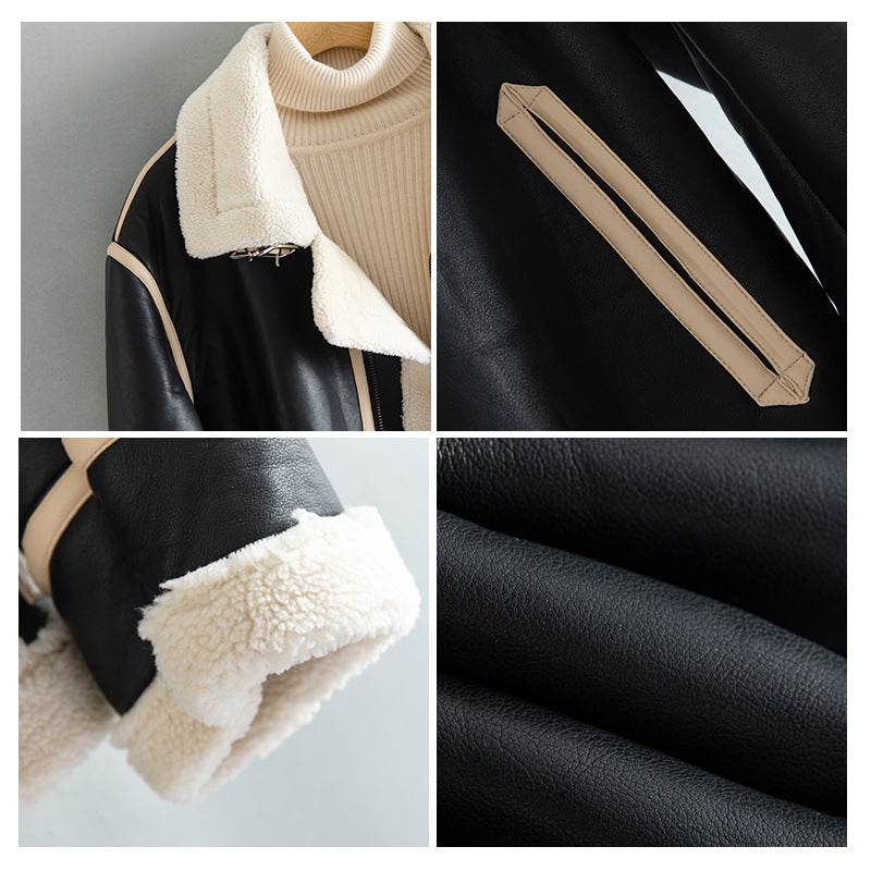 Fleece-lined Thickened Lapel Jacket - Velora