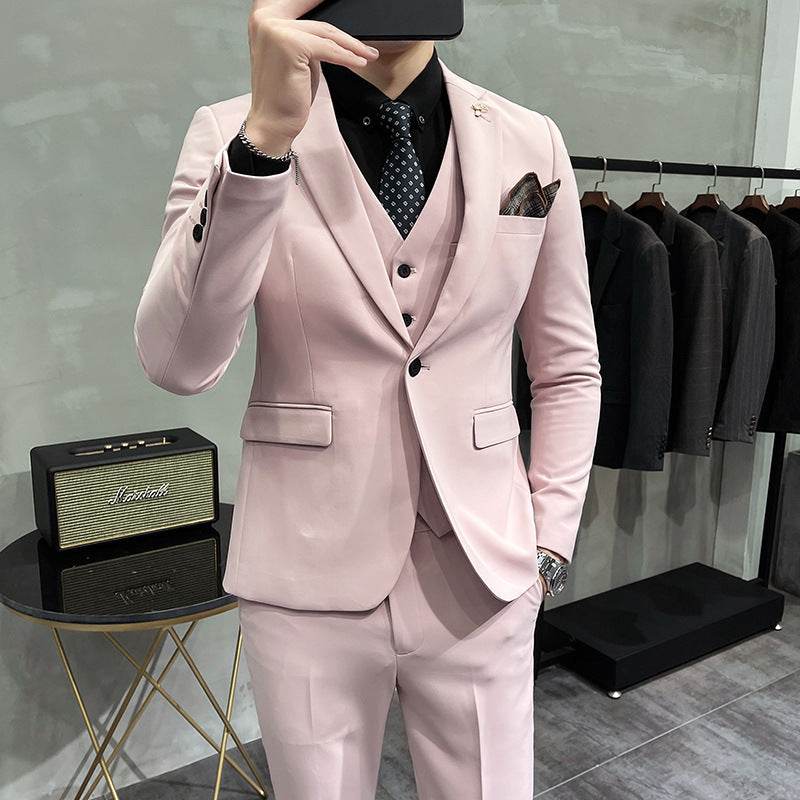 Men's Three-piece Suit Korean Style One Button - Velora