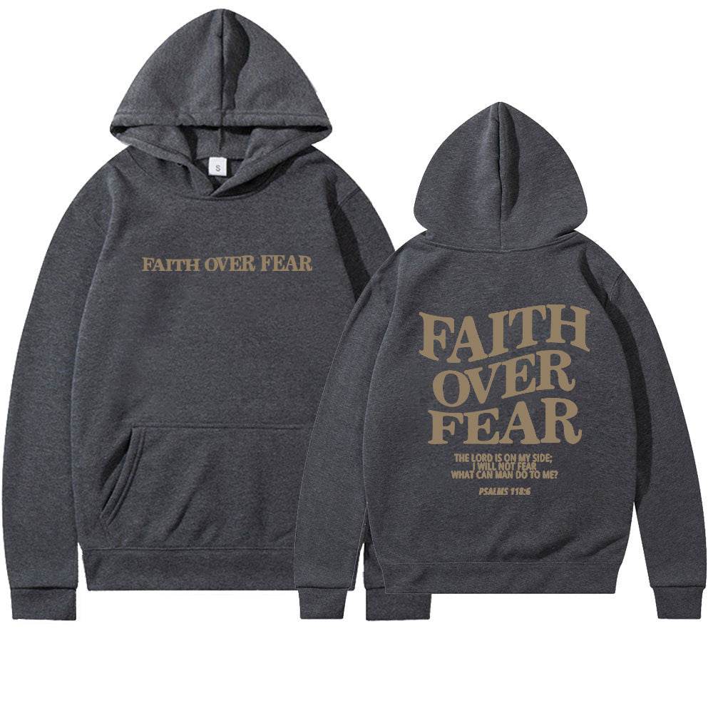 Faith Over Fear Christian Hoodie Christian Sweatshirt Jesus Hoodie Trendy Hoodie Bible Verse Shirt Unisex Aesthetic Clothes - Velora