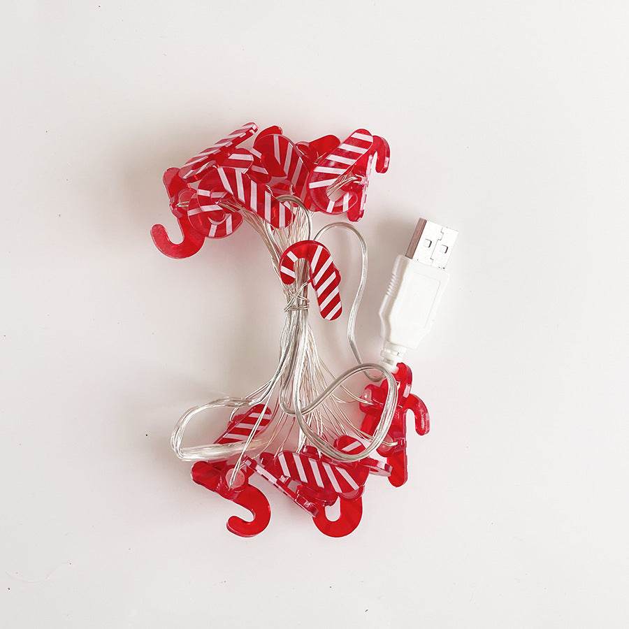 Christmas Gift Bell Christmas Tree Elk Maple Leaf Crutch Christmas Decoration Fastener Copper Wire Lamp Christmas Decoration For Home - Velora